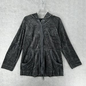 Soma Intimates‎ Hoodie Sweatshirt Womens Med Velour Velvet Track Jacket Full Zip